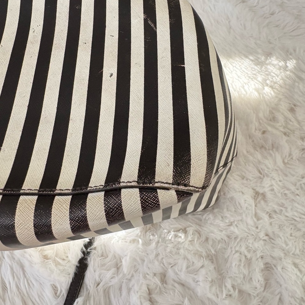 Henri Bendel Black and White Striped Tote - Picture 5 of 8